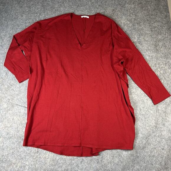 Bryn Walker Tunic Top Womens Large Red Popover Relaxed Oversized Bamboo Organic - Picture 1 of 10
